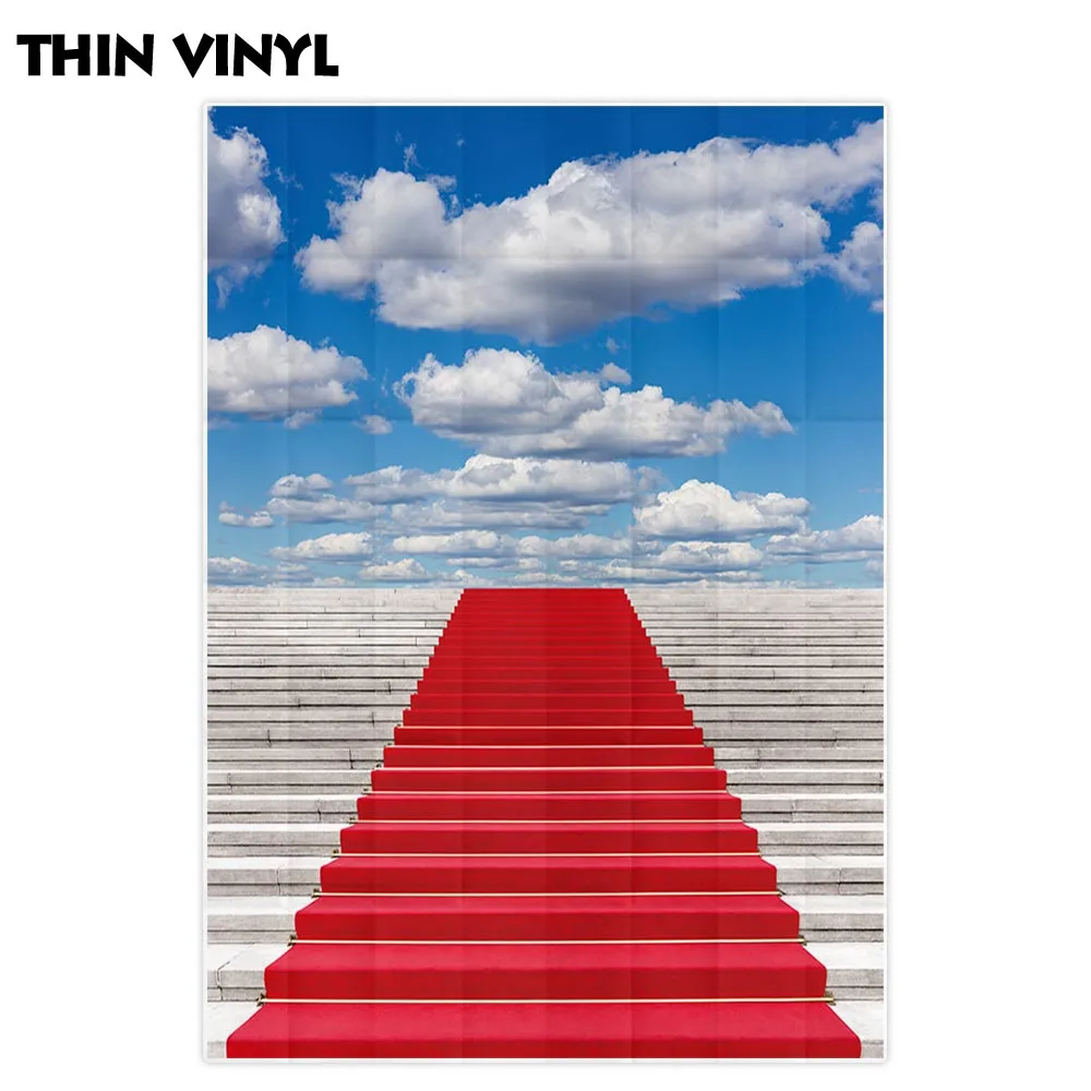 Allenjoy-Fondo para estudio de fotografía, alfombra roja sin fin, escalones de mármol, precioso cielo claro, nubes blancas, sesión fotográfica