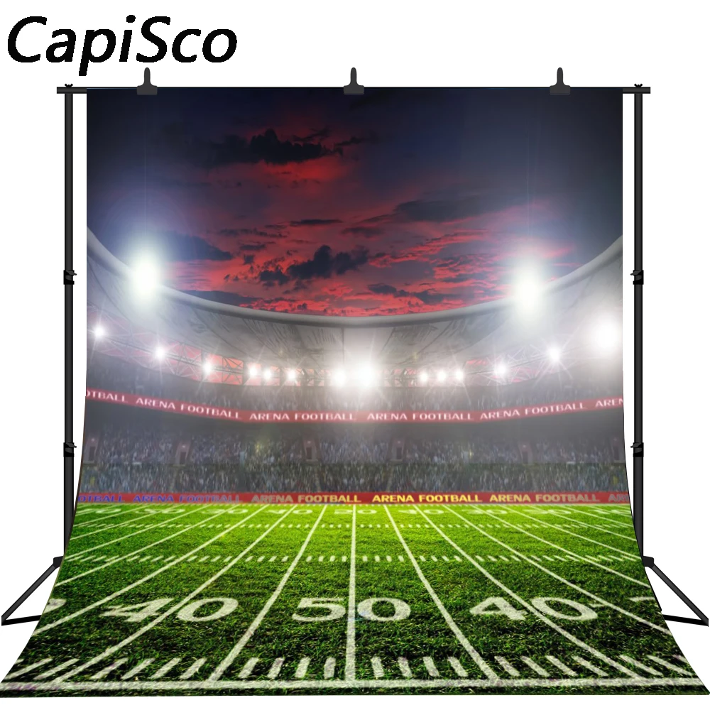 Capisco Bright Arena Football View Photography Backdrops Vinyl Custom Backgrounds Props For Photo Studio