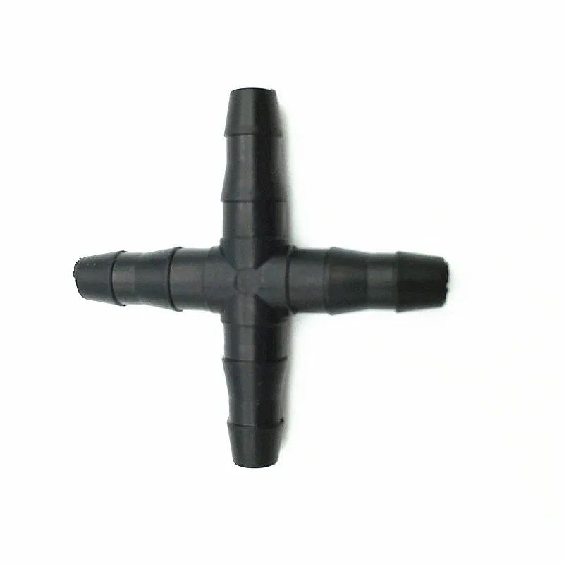 30Pcs 4 / 7mm 4-Way Connector black Connect 4 / 7mm hose Suitable for garden irrigation  Pipe Connector