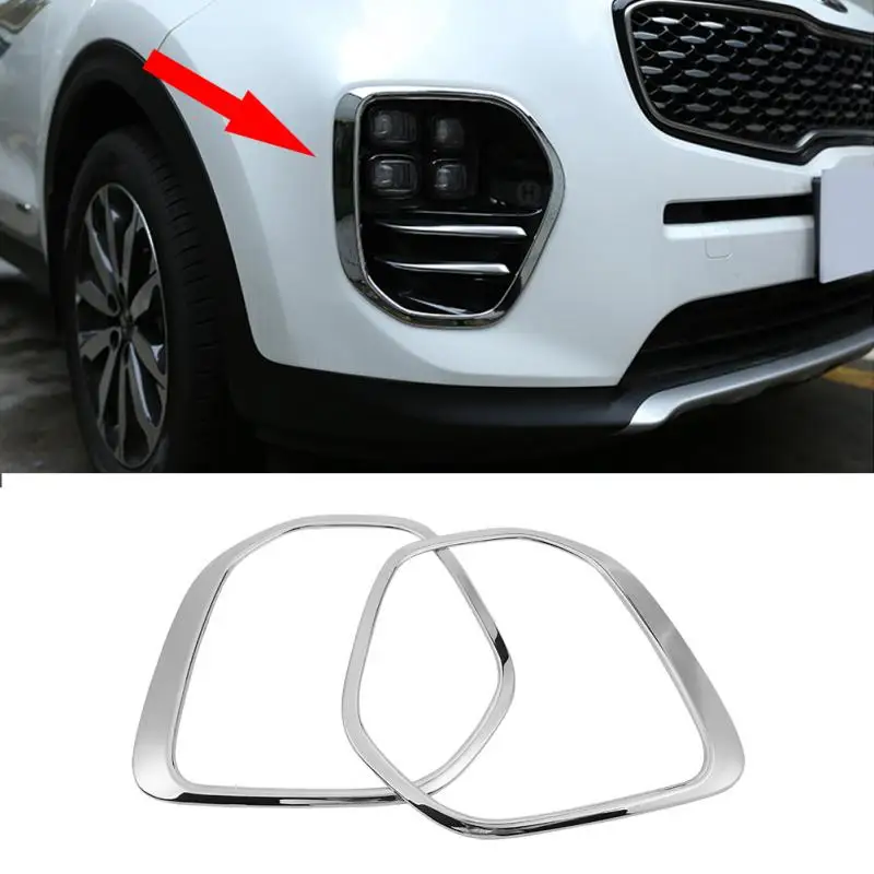 1Pair Silver Chrome Front Fog Light Lamp Cover Trim Frame for  Sportage KX5 QL 2015 2016 2017 2018  Car Styling