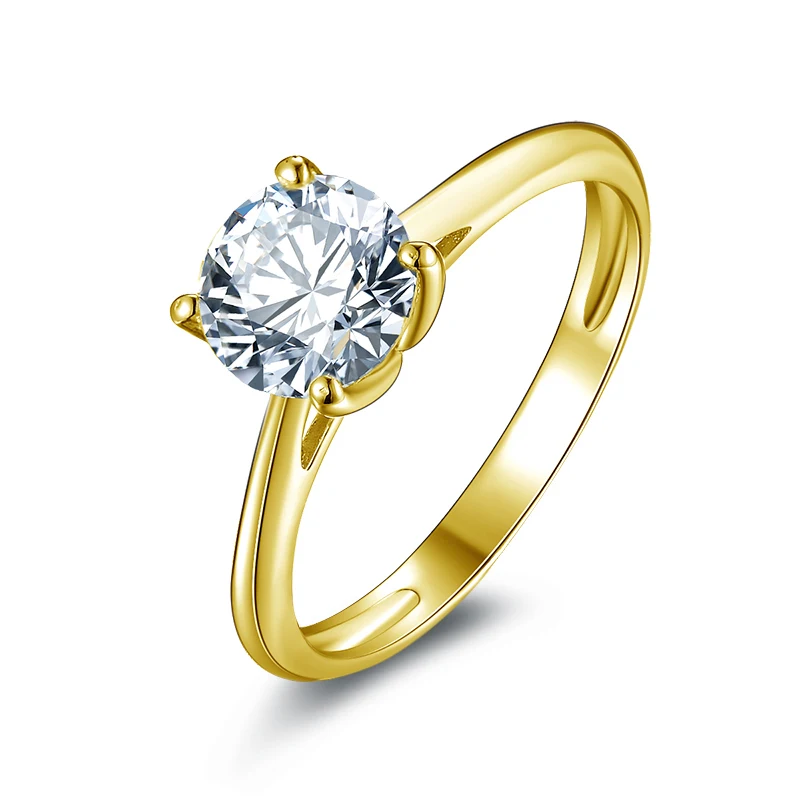 QYI Fine Jewelry Ring 14k Solid Yellow Gold Wedding Rings Valentines Gift 1.25 Carat Round Moissanite Diamond Women