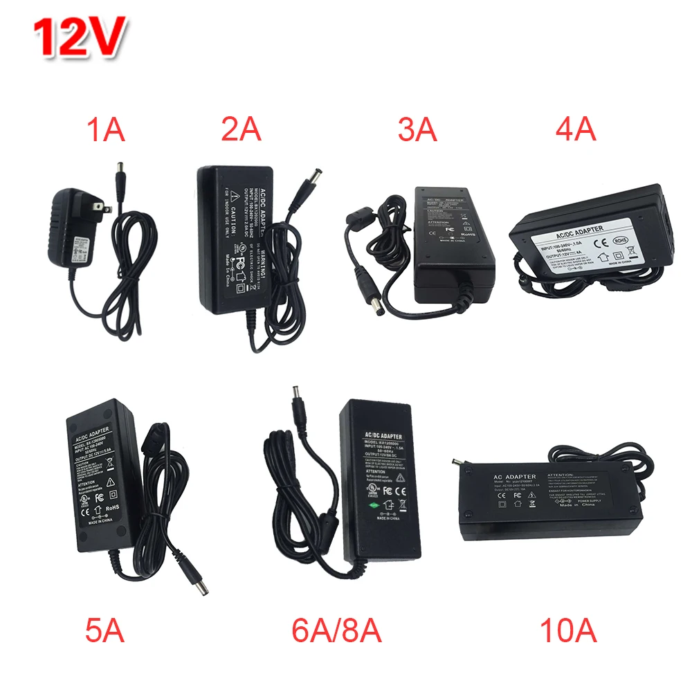 

Power Adapter AC 100-220V to DC12V 1A 2A 3A 4A 5A 6A 8A 10A LED Transformer Low Voltage for LED Strip Light,camera,computer