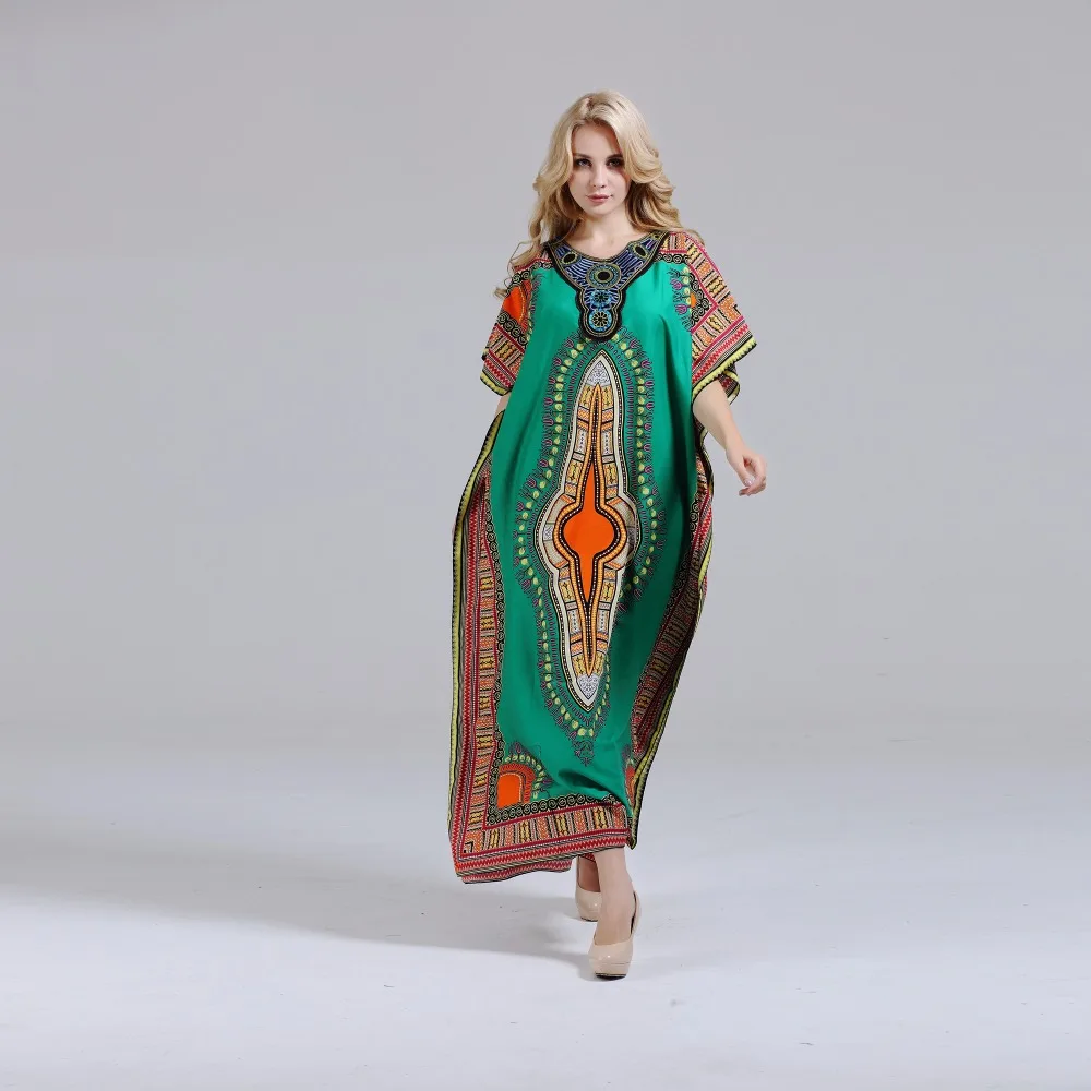 Dashikiage New Fashion Women\'s Dashiki Dress 100% Cotton African Print Maxi Vestidos Robe Africaine Femme Dashiki Dress