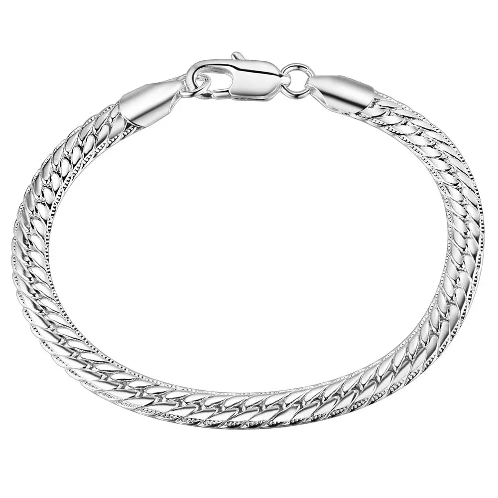 AH086 Lucky 925-Sterling-Silver Plated Bracelets For Women Christmas Gifts Lady Popular Fashion  Jewelry 10MM Full Lateral