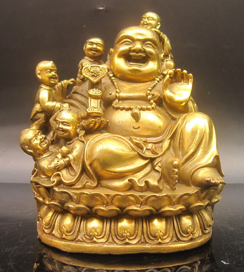 

wholesale bronze factory Copper Medium decoration laughing buddha decoration bronze factory Pure Brass statue