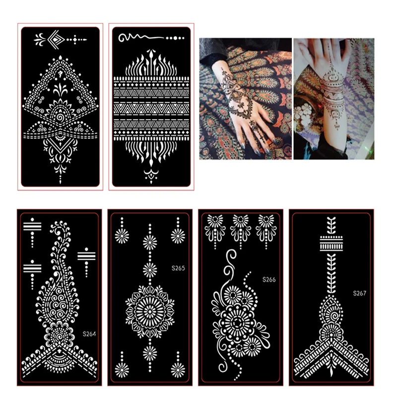 50 pcs Tattoo Stencil For Hand Finger Painting,Mehndi Indian Temporary Glitter Airbrush Henna Tattoo Stencil Templates Wholesale