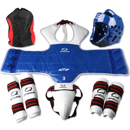 

Adult Kids Child Tae kwon do Thickening WTF Taekwondo Protection 6pcs/set Chest Protector Karate Helmet Arm & Shin Guard