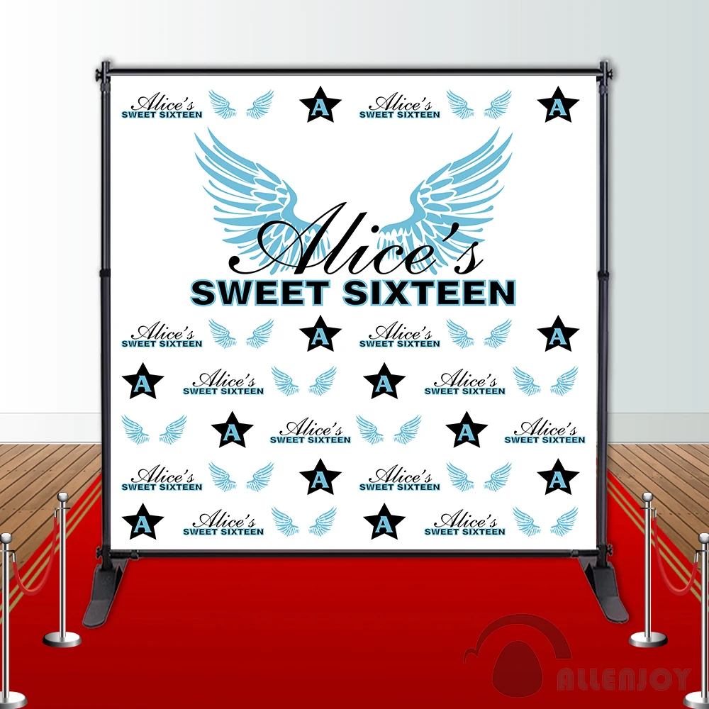 Allenjoy Girl sweet sixteen Birthday backdrops Step and Repeat Background party banner Invitation celebration Party customize