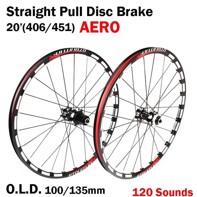 Straight Pull 20 inch Disc Brake 406/451  O.L.D. Front 100mm Rear 135mm Clincher Fold bike BMX Wheelset Wheel UD Matt