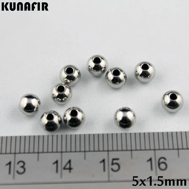 5mm smooth beads 1.5mm/2mm hole stainless steel ball jewelry DIY parts accessories ZSP402