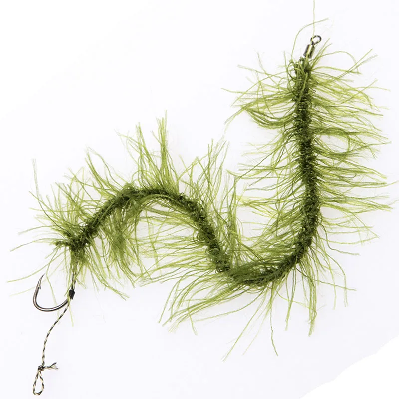 New Arrival 2 Set/Bag Weed Carp Fishing Hair Rigs Braided Thread Barbless Curve Carp Fishing Accessories Fishing Hook