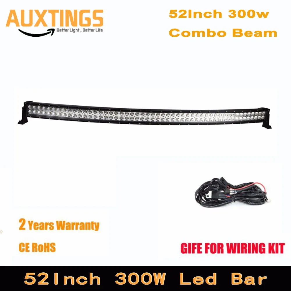 

52" inch 300w curved led light bar combo beam for driving offroad 4x4 4WD ATV SUV 12V 24V Car Tractor Truck with wiring kit