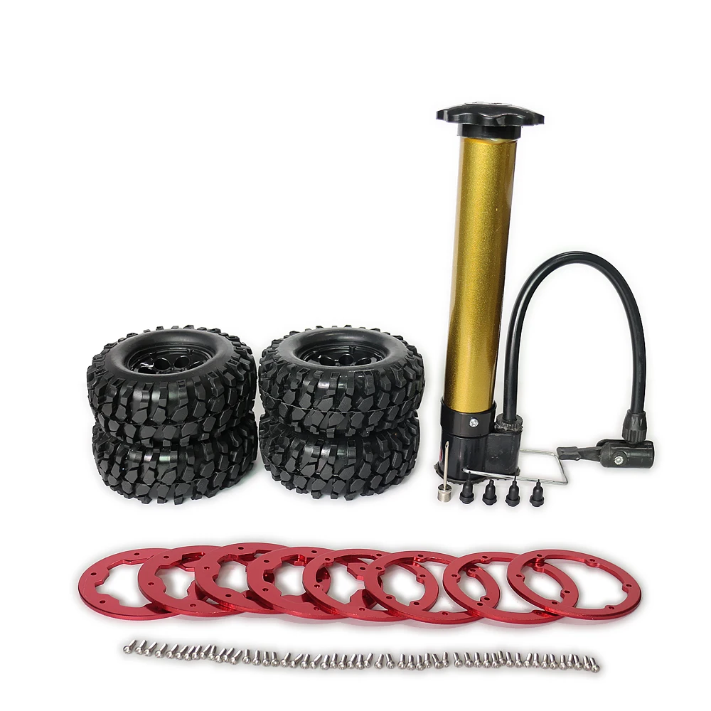 RC Car 4x 96mm Air-Filled Inflated balls 1.9 Bead Lock Wheels Tire Gravel Tread for 1:10 Rock Crawler Monster Truck