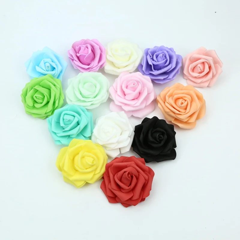 7CM Foam Roses Flower Wall Home Wedding Decoration Bridal Accessories Clearance Scrapbooking Brooch Handmade Artificial Flowers