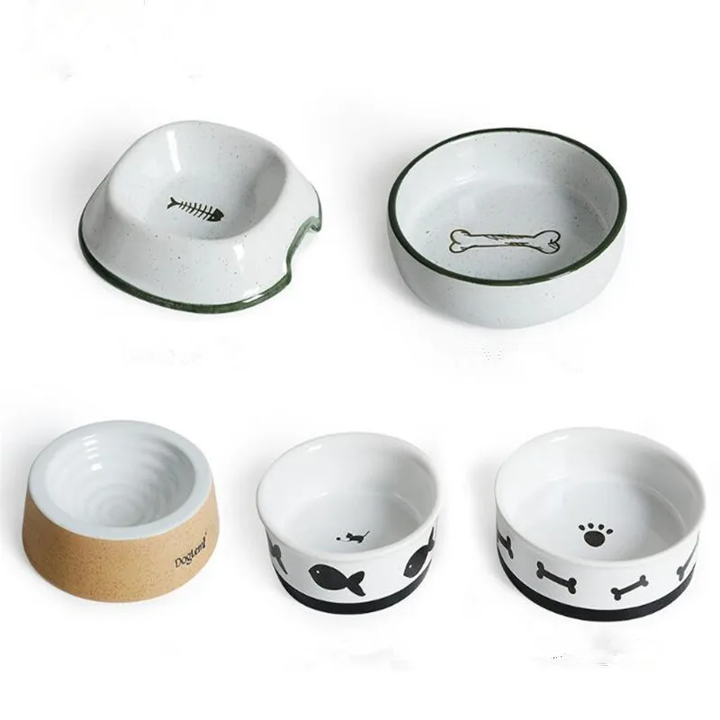 New Dog Cat Feeder Pet Food Drink Water Bowl Ceramic Dish Accessory Storage Equipment For Small Dog Kitten Little Pet