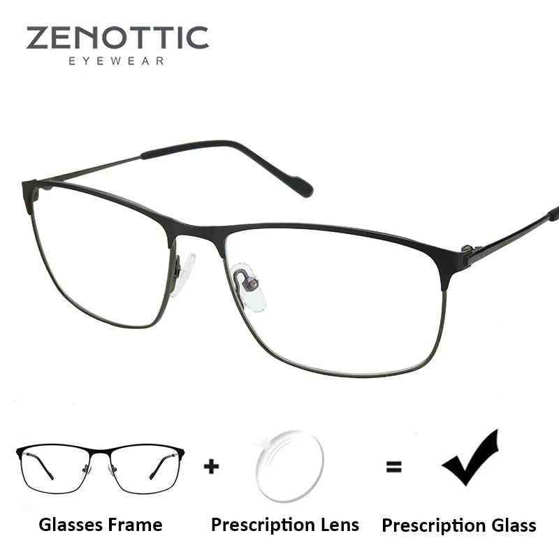 

ZENOTTIC Metal Square Prescription Glasses For Men Optical Myopia Hyperopia Eyewear Photochromic Anti-Blue-Ray Eyeglasses