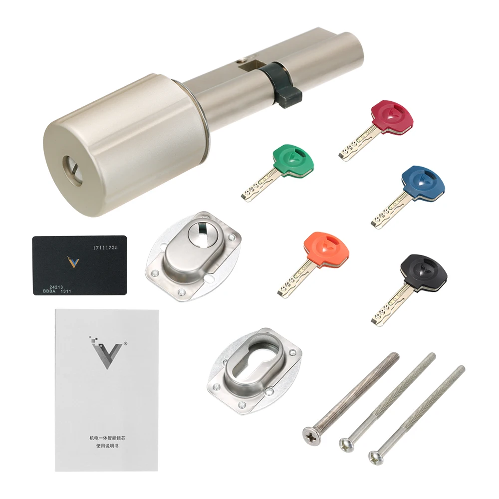 Anti-Theft Smart Security Door Lock Core com chave, estrutura mecânica, chip de criptografia, prático, novo, original