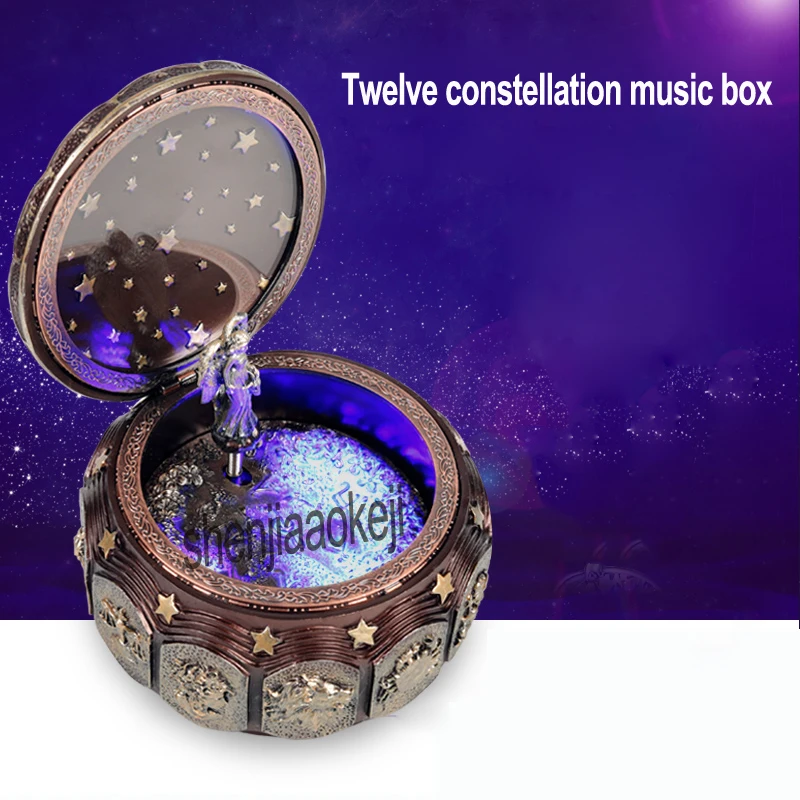 Twelve constellation music box Manual Arts 12 Constellation Musical Boxes with Led Flash Lights Valentine\'s Day Birthday Gift