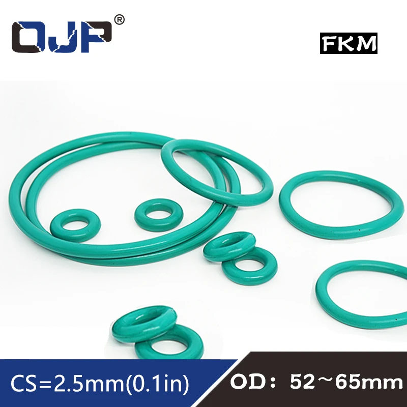 

1PC Fluorine rubber Ring Green FKM O ring Seal OD52/54/55/56/57/60/62/64/65*2.5mm fkm Rubber O-Ring Oil Ring Fuel Gaskets Washer