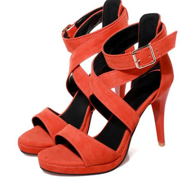 BLXQPYT  Big Size 32-48 Fashion Party Red Sole Shoes Woman Sexy High Heels Summer Pumps Ankle Strap Sandals Women Shoes 8675-1