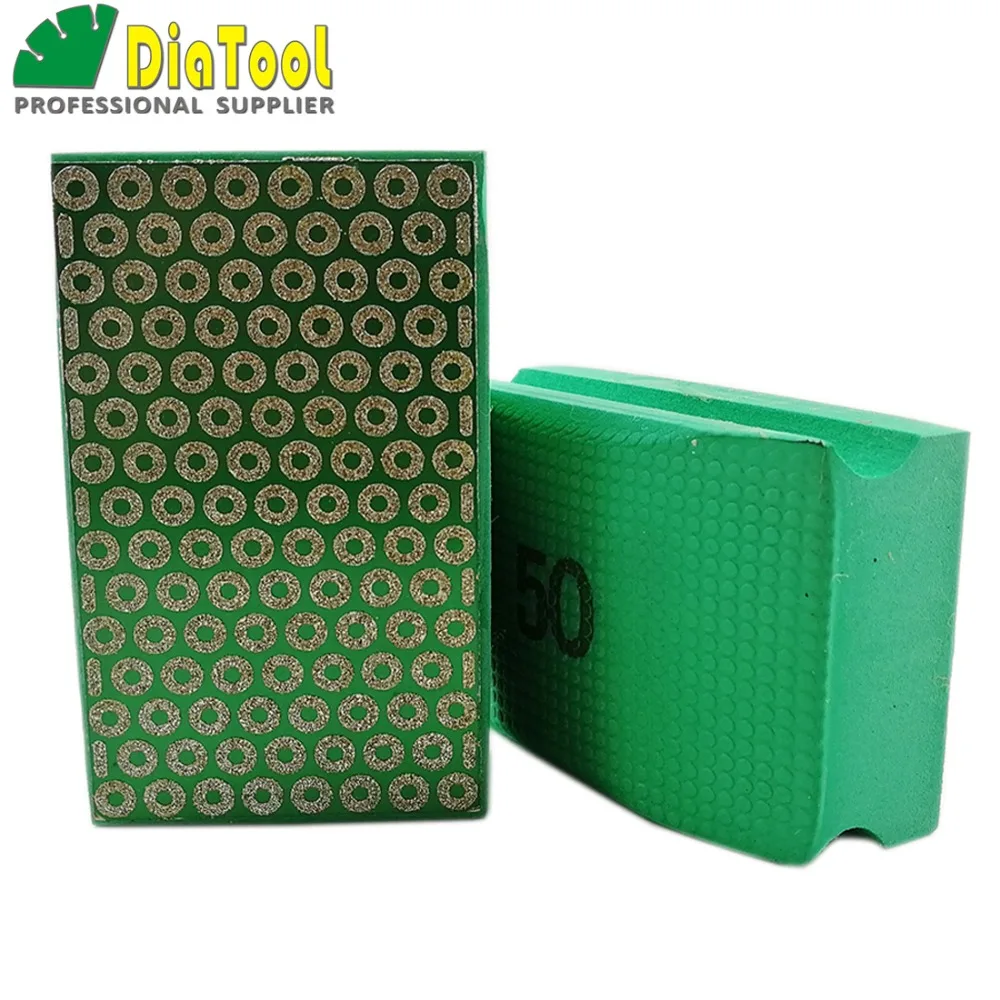 DIATOOL 2 pz Elettrolitico Del Diamante Mano Pad 90X55mm Grit #50 Schiuma-backed Pastiglie di Rettifica Lucidatura blocco Per Marmo Granito