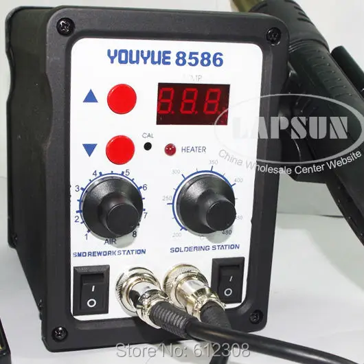 110V-220V YOUYUE 8586 2 in 1 SMD Electric Rework Station Hot Air Gun + Soldering Iron Wire Tips Reel Tin Remover For PCB Repair