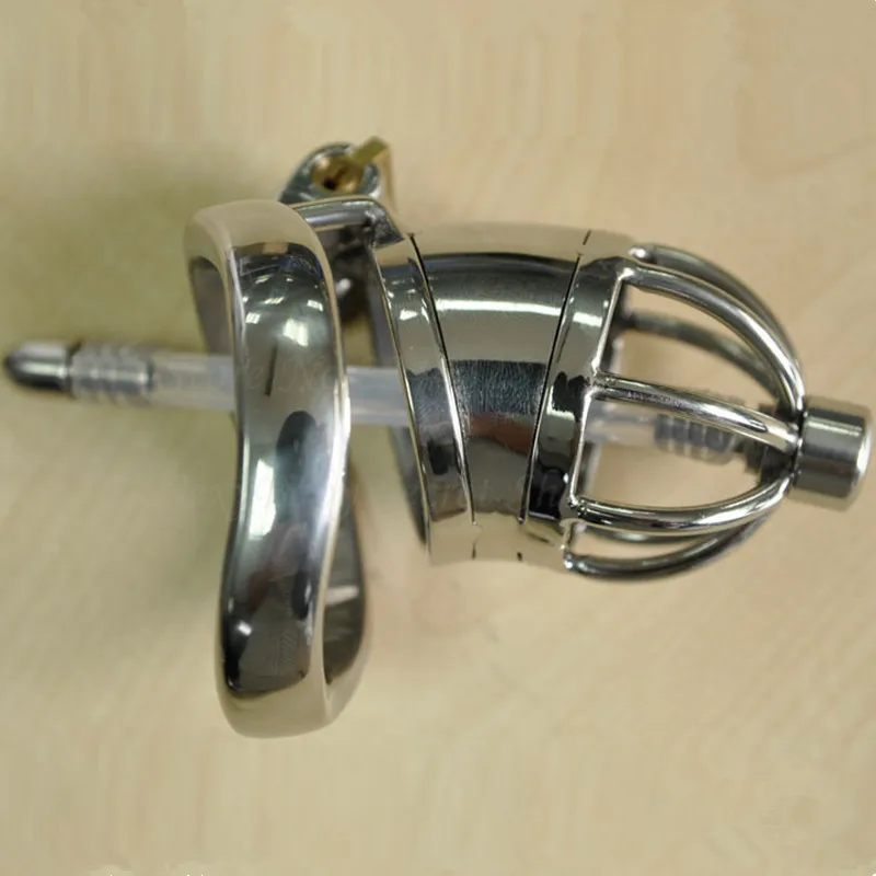 304 Stainless Steel Chastity Belt Lockable Penis Cage,Penis Ring,Male Chastity Device With Urethral Catheter,Adult Game Sex Toys