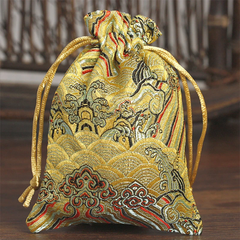 20Pcs Silk Drawstring Jewelry Organizer Pouch 10x14cm 8x20cm Satin Christmas Wedding Gift Bag Necklace Bracelet Comb Packaging