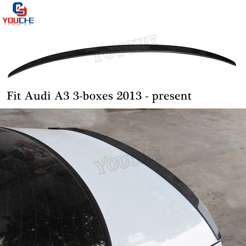 S3 Style Car Accessories Rear Trunk Spoiler for Audi A3 3-boxes Saloon Convertible 2013 - present Rear Trunk Tail Lip Spoiler