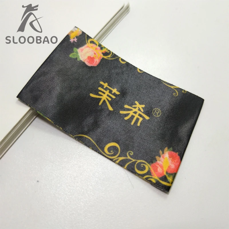 

Free Shipping Wholesale Customize Logo Garment Label colour Logo print satin Water Wash Label custom Logo Care Label