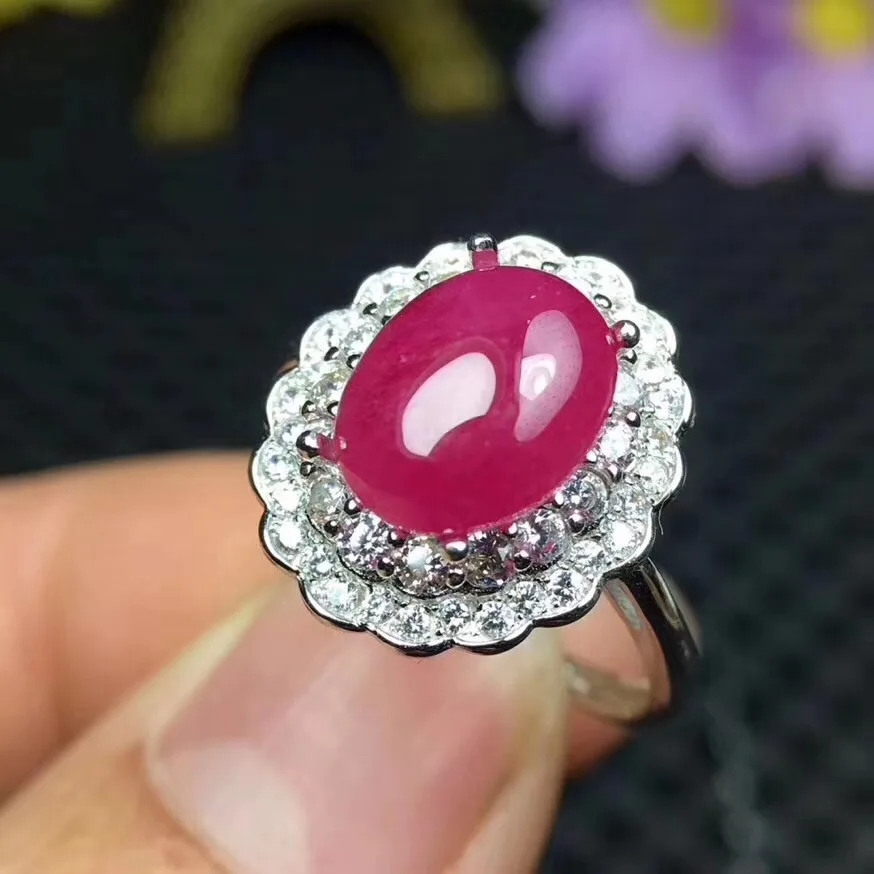 Ruby ring Free shipping Natural real ruby 925 sterling silver Fine handworked jewelry 7*9mm gem