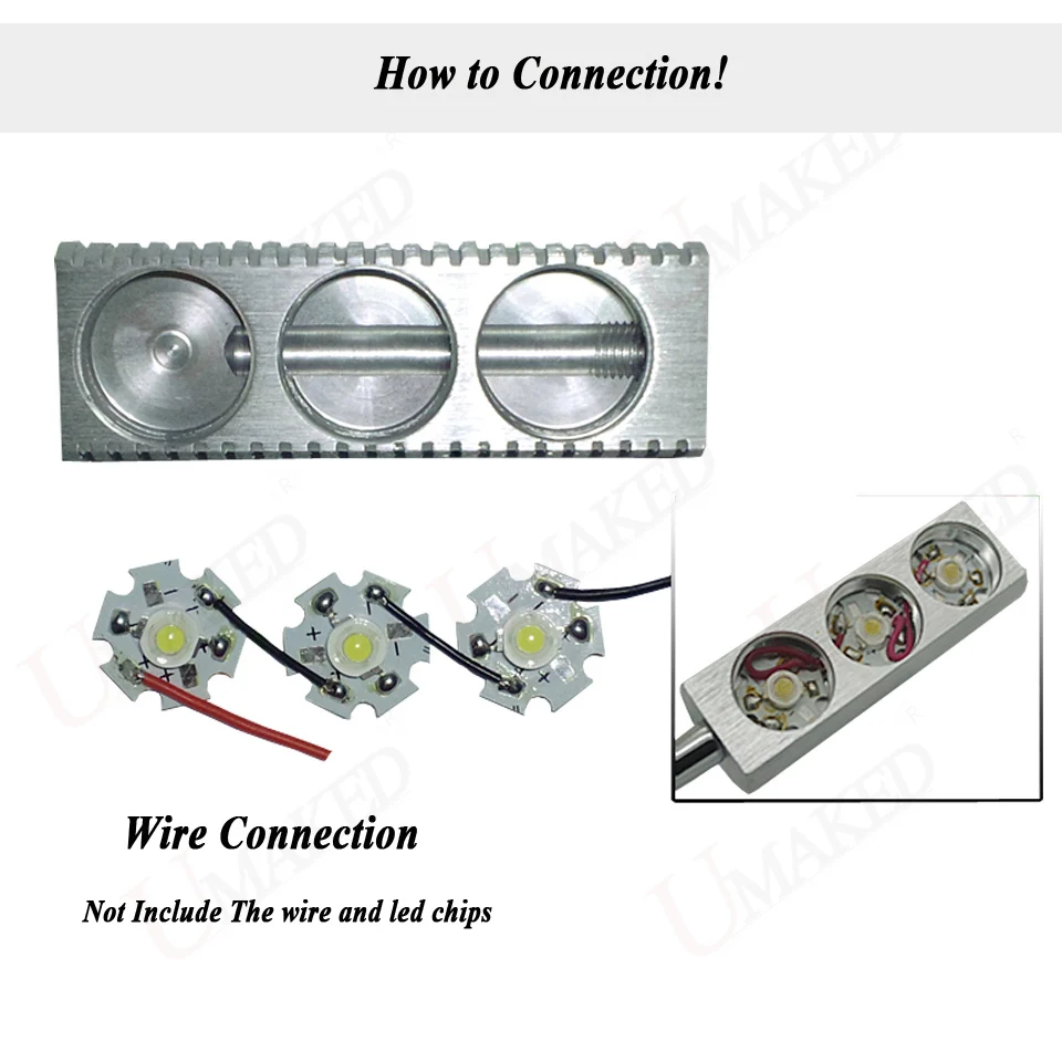 5 piezas 1W 2W 3W 5W LED lámpara de aluminio cabeza luces de enfriamiento Kit de caja Base M8 soporte de lámpara de joyería con disipador de calor placa PCB lámpara de mesa diy