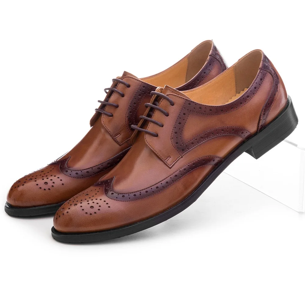 

Fashion Black / Brown Prom Oxfords Mens Dress Shoes Genuine Leather Brogues Formal Wedding Groom Shoes Male Business Shoes