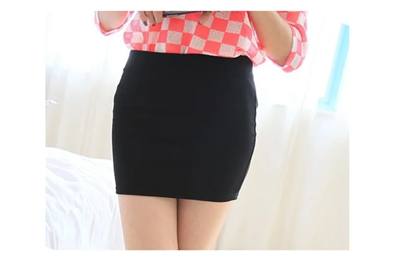 Womens Sexy Mini Skirt Girls Slim Seamless Stretch Tight Short Fitted Skirt New black