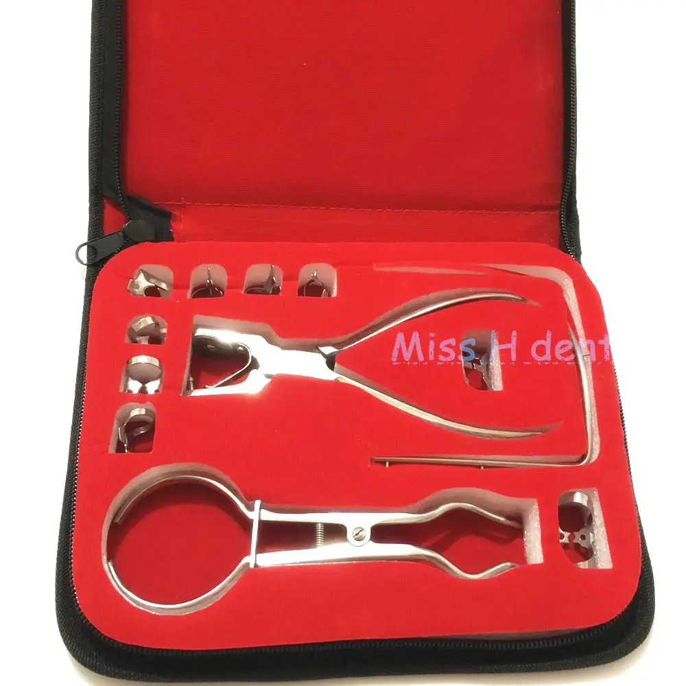 

12pcs/set Stainless Steel Dental Rubber Dam Kit Dental Surgical Instruments