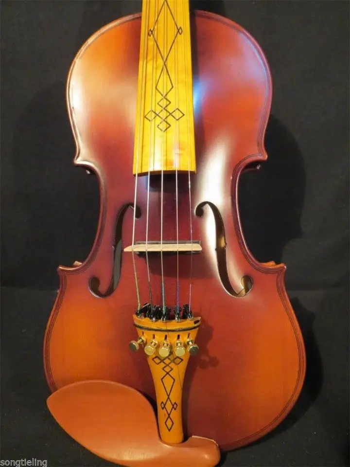 Brown color NEW model 5 strings 4/4 electric violin +Acoustic violin #9452