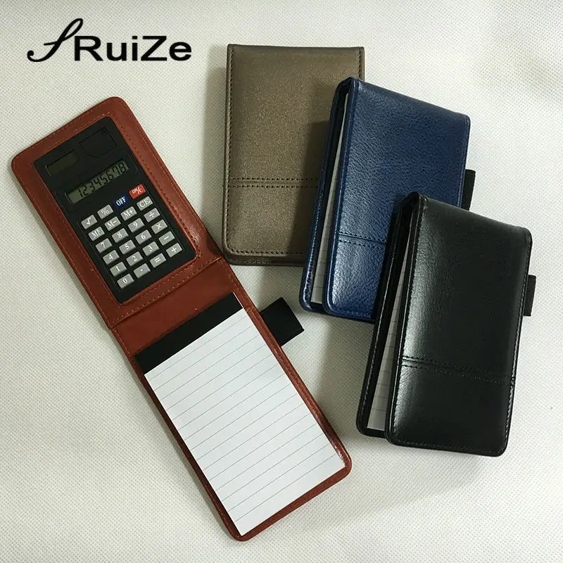 RuiZe Multifunction A7 Small Pockte Notebook Portable Notepad Office Business Planner Leather Cover Note Book with calculator