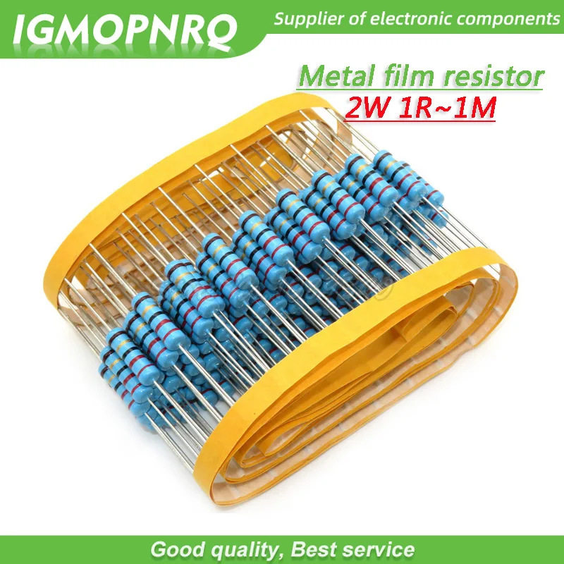 

1000pcs 2W Metal film resistor 1% 1R ~ 1M 2.2R 4.7R 10R 22R 47R 100R 220R 470R 1K 10K 100K 2.2 4.7 10 22 47 100 220 470 ohm