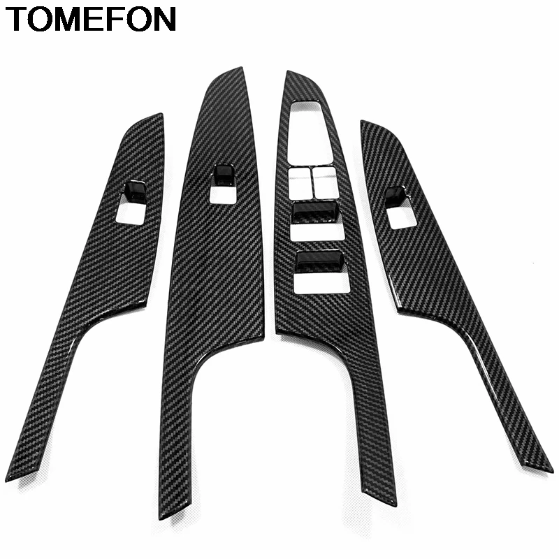 

TOMEFON For Hyundai Tucson 2019 Inner Door Armrest Window Switch Button Frame Cover Trim Interior Accessories ABS Carbon Fiber