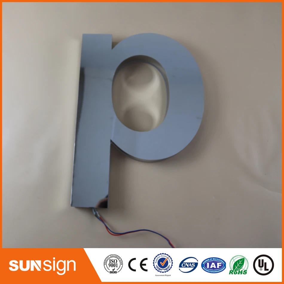 LED diterangi surat tanda dengan stainless steel shell