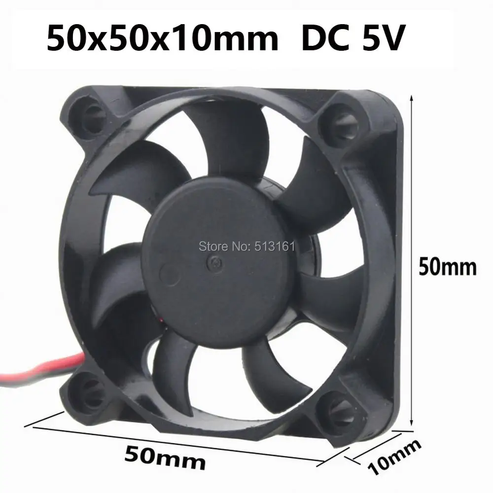 Gdstime 50x50x10mm DC 12V Double Ball Bearing 2 Pin 5cm Cooler Brushless Heatsink Mini Cooling Fan 5010
