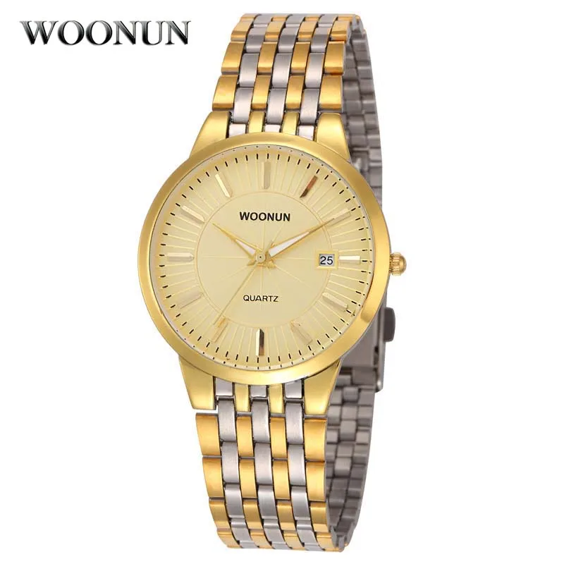 WOONUN Top Brand Luxury Watches Men Waterproof antiurto Silver Steel Quartz Men orologi da polso Ultra sottili per uomo