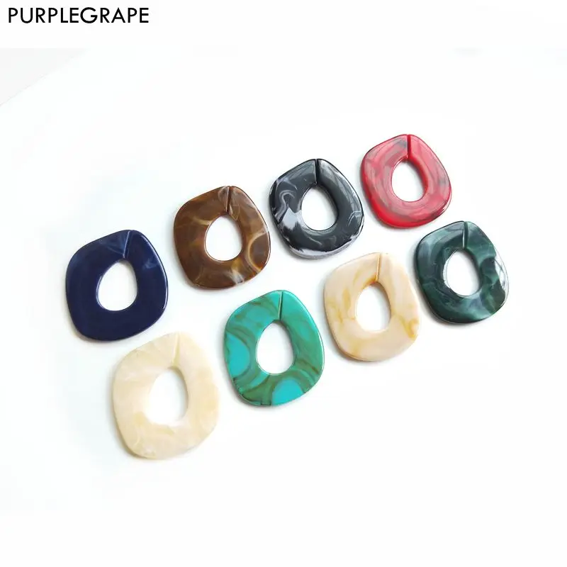 Resin DIY Earrings Jewelry Handmade  Accessories  Opening Irregular Marble Pattern Minimalist Retro Japanese and Korean 6 Piece