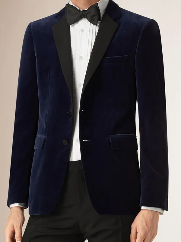 Mens Velvet Blazers Custom Made Slim Fit Navy Blue Velvet Blazer Men, Bespoke Velvet Blazers For Men,Mens Velvet Suit Jacket image 3