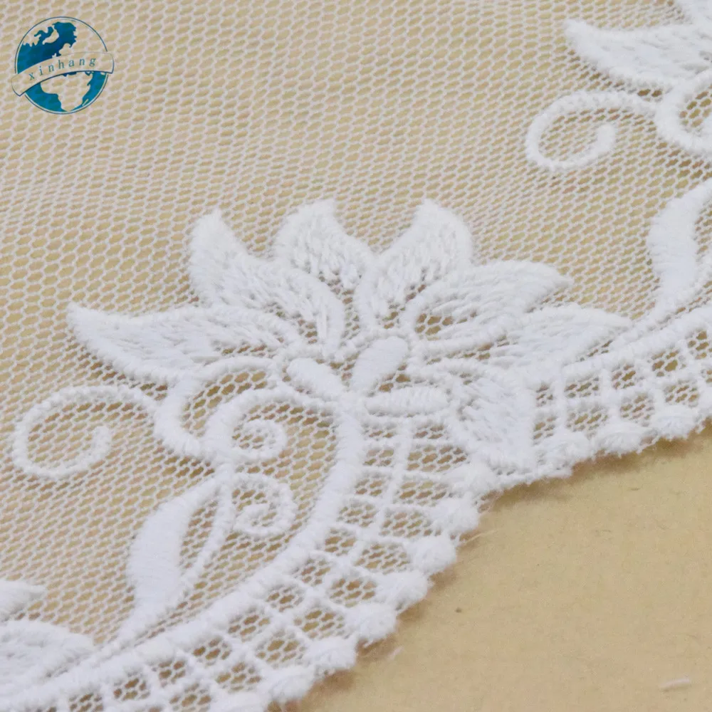 8cm Width White Cotton Embroidery Lace Curtain Ribbon Fabric Guipure Diy Trims Warp Knitting Sewing Wedding Accessories#3046