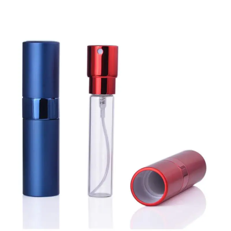 8ML 15ML Portable rotary spray bottle anodized aluminum perfume bottles essential Oils Diffusers Atomizer tube LX6820