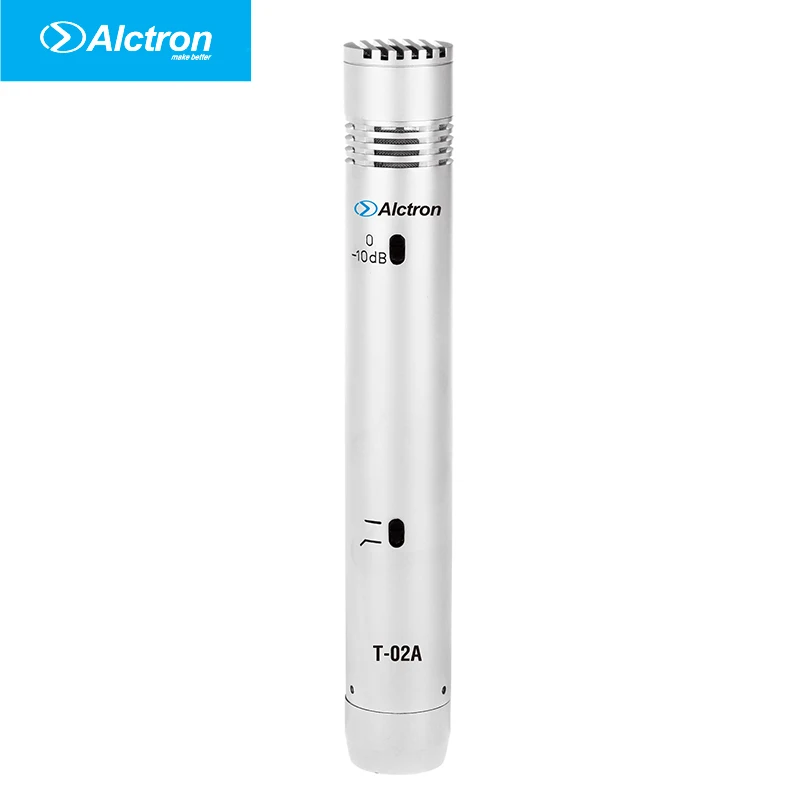 

Alctron T02A Instrumental Mic, low cut and attenuator switches, slim body, Pencil Condenser Mic, Pro Studio Microphone, silver