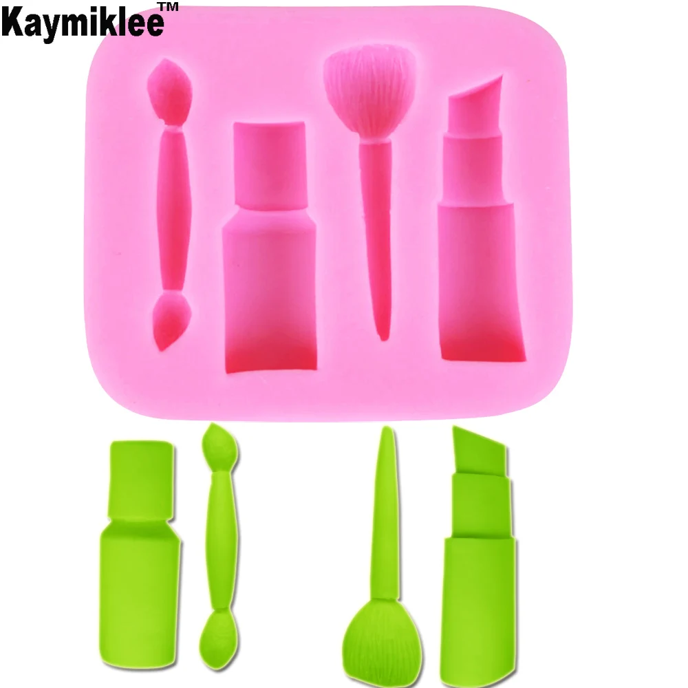 

M157 Make Up Brush Lipstick Fondant Silicone Baking Molds DIY Cake Candy Clay Mold Gumpaste Chocolate Cake Decorating Tools