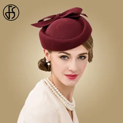 Fs Vrouwen Kerk Fascinators Hoeden Zwart Vintage Wol Bruiloft Pillendoos Theekransje Hoed Fedora Vilt Fedora Rood Voor Dames Derby Hoed