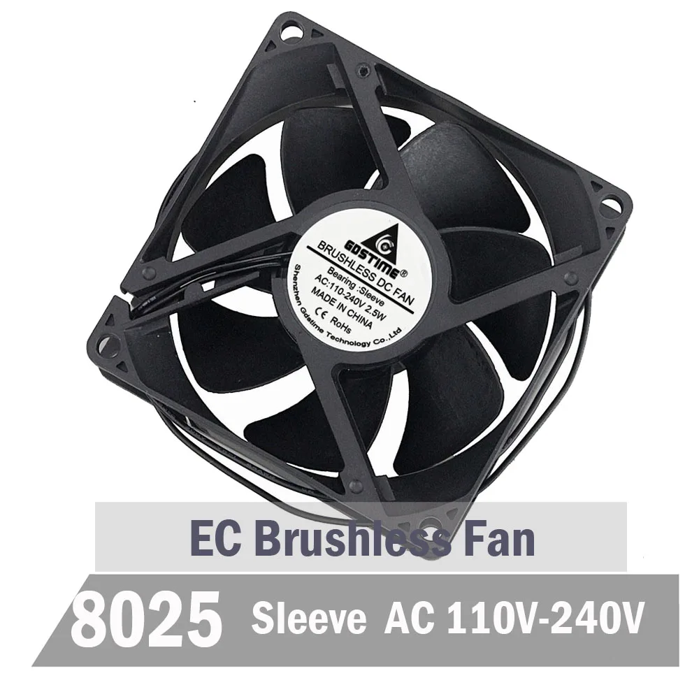 

5Pcs Gdstime EC Brushless Fan 8CM 80MM 80X80X25MM EC Motor Fan AC 110V 115V 120V 220V 240V Axial Cooling Cooler Fan